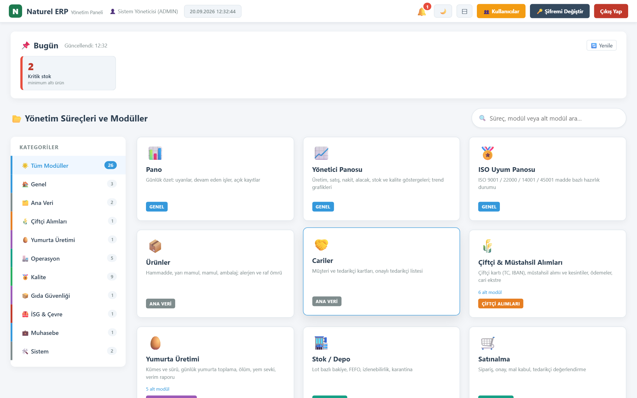 Azurestone Core yönetim ekranı